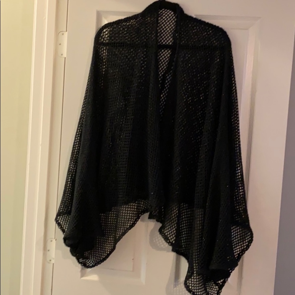 Black sparkle crochet cardigan sweater